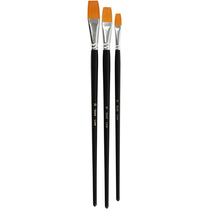 Nylon Pensler, 12+16+20, L: 30-33 cm, B: 12-20 mm, flad, 3stk./ 1 pk.