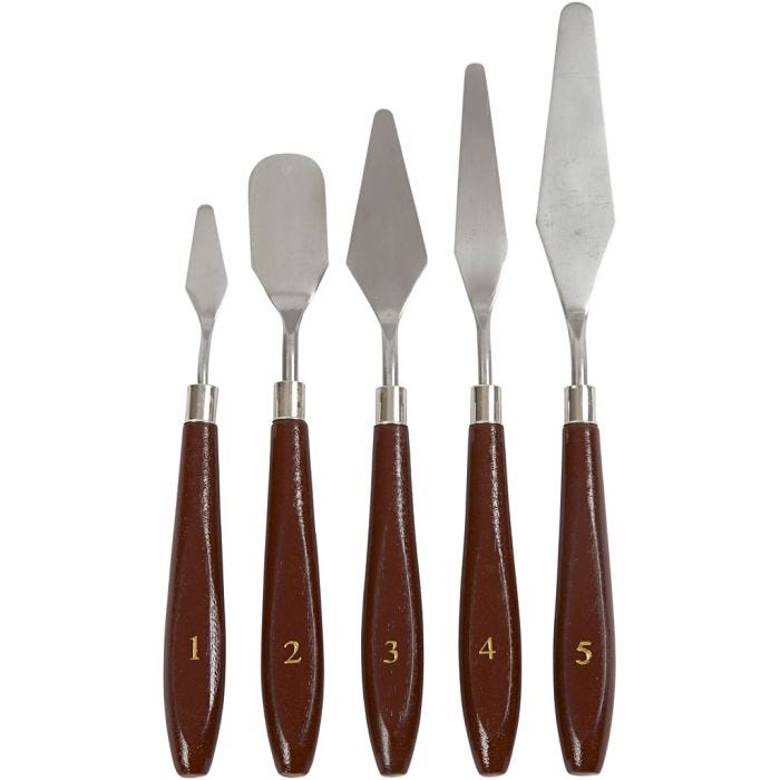 Malerknive, L: 17-23 cm, B: 1,5-2,5 cm, 5 stk./ 1 pk.