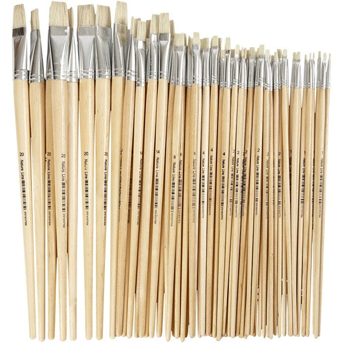 Nature Line Pensler, nr. 1+2+4+8+14+20, L: 27,5-33 cm, B: 5-19 mm, flad, 64 stk./ 1 pk.