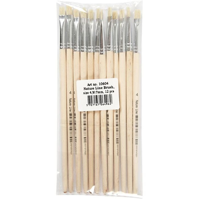 Nature Line Pensler, 4, L: 18,5 cm, B: 7 mm, korte skafter, 12stk./ 1 pk.