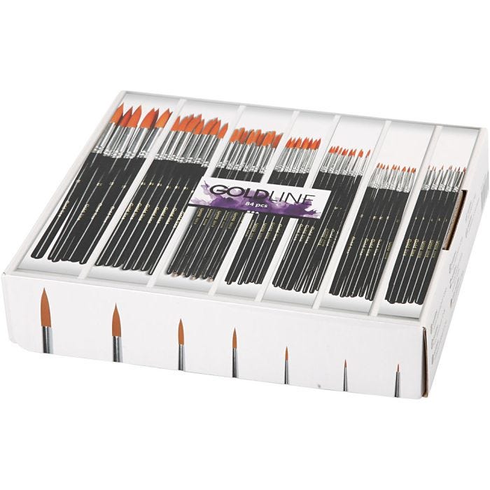 Nylon Pensler, 1+2+4+8+12+18+22, L: 17-21 cm, B: 1-7 mm, rund, 7x12stk./ 1 pk.