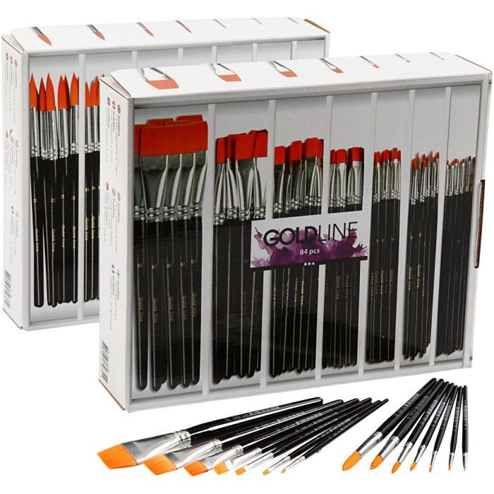 Nylon Pensler, runde + flade, nr. 1-22, B: 1-7 mm, 168 stk./ 1 pk.
