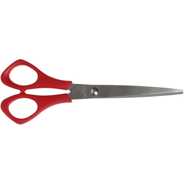 Skolesaks, L: 16 cm, spids, venstre, rød, 1 stk.