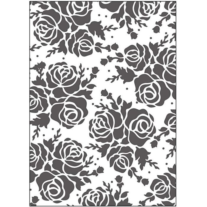 Prægeskabelon, rose, str. 13x18,5 cm, tykkelse 2 mm, 1 stk.