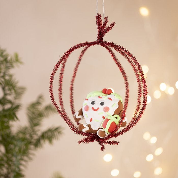 Juleophæng med peberkagehjerte i Silk Clay®