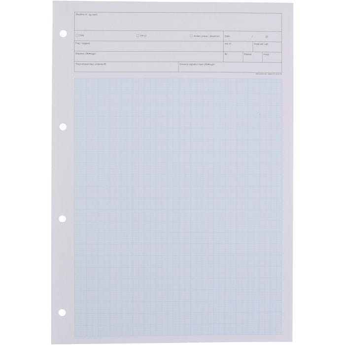 Millimeterpapir u/navn, A4, str. 21x29,7 cm, hvid, 500 ark/ 1 pk.