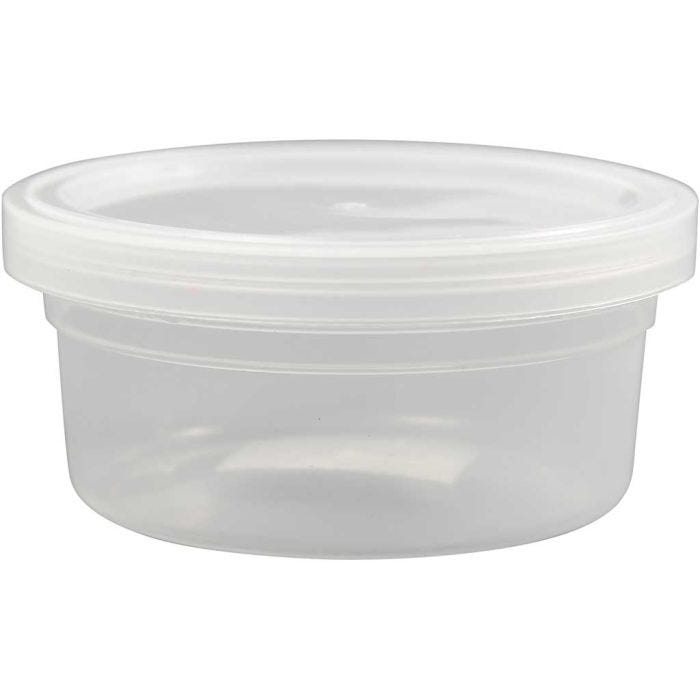 Plastbøtte med låg, H: 38 mm, diam. 84 mm, 125 ml, 20 stk./ 1 pk.