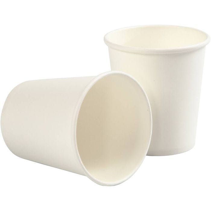 Papbæger, H: 7,8 cm, diam. 7,2 cm, 205 ml, hvid, 50 stk./ 1 pk.
