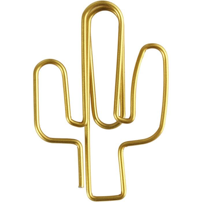Klips, kaktus, str. 40x30 mm, guld, 6 stk./ 1 pk.