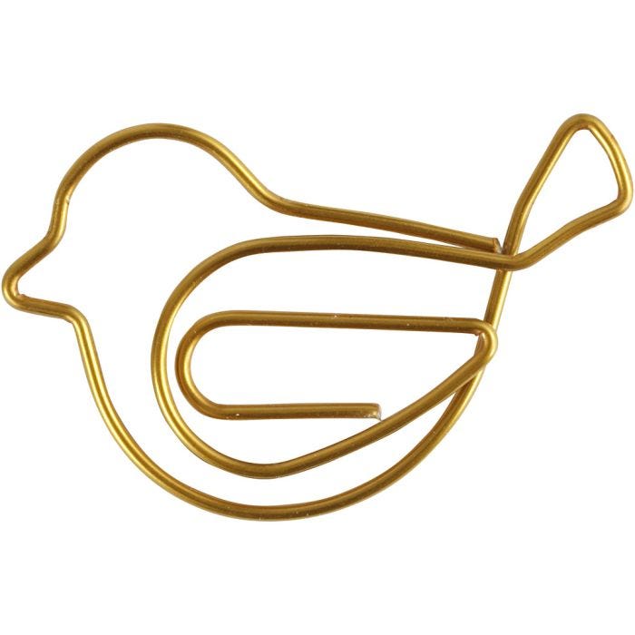 Klips, fugl, str. 32x40 mm, guld, 6 stk./ 1 pk.