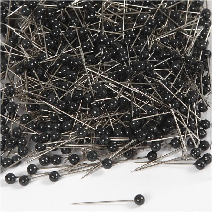 Kortnål, L: 25 mm, diam. 4 mm, sort, 1000 stk./ 1 pk.