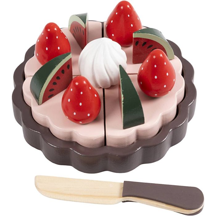 Skær-igennem-lagkage i træ, str. 16x8 cm, 1 stk.