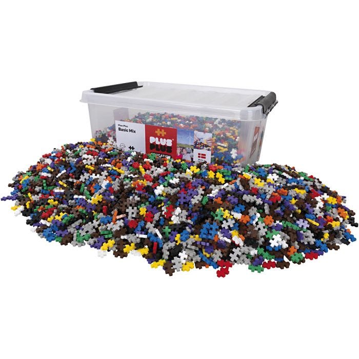 Plus Plus Basic, str. 1,2x2 cm, standardfarver, 6000 dele/ 1 sæt