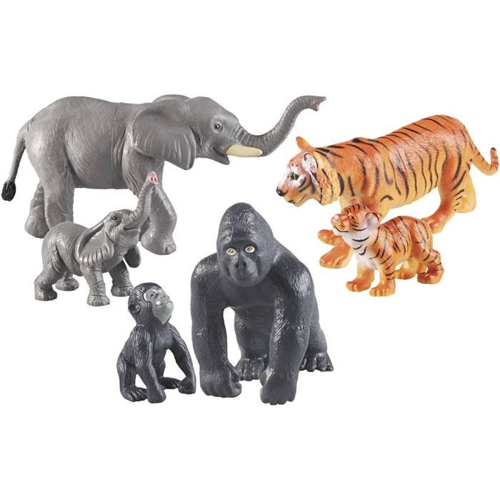 Jumbo Jungledyr, Mor og barn, 6 stk., 1 pk.