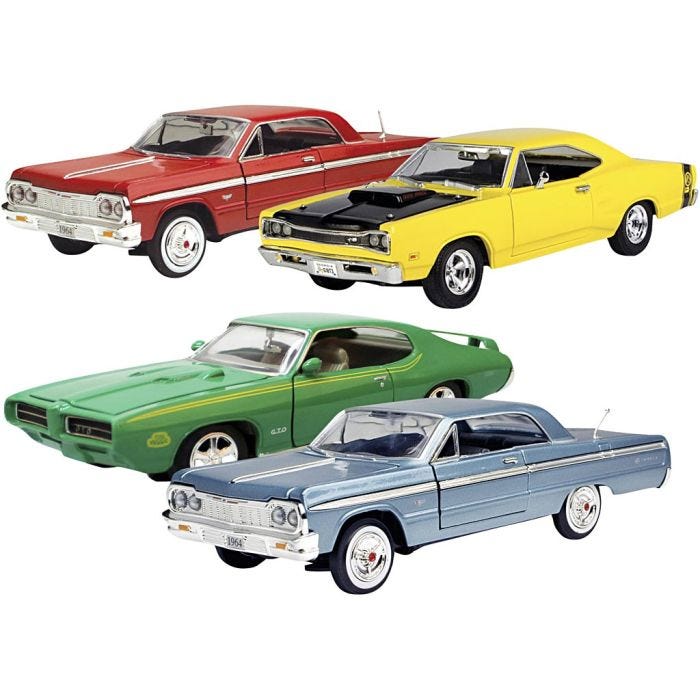 Legetøjsbil, American Classics 1:24, L: 22 cm, Indhold kan variere, 12 stk./ 1 pk.