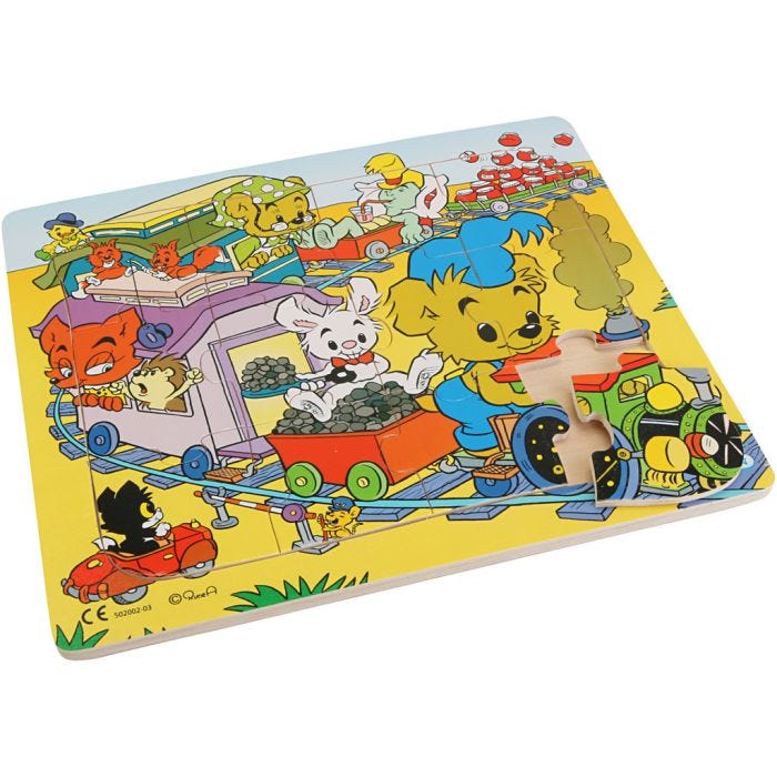 Rammepuslespil, bamse, 12 brikker, 1 stk.