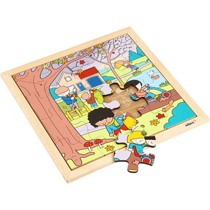 Educo Træpuslespil, str. 34x34 cm, 9 brikker, 1 stk.