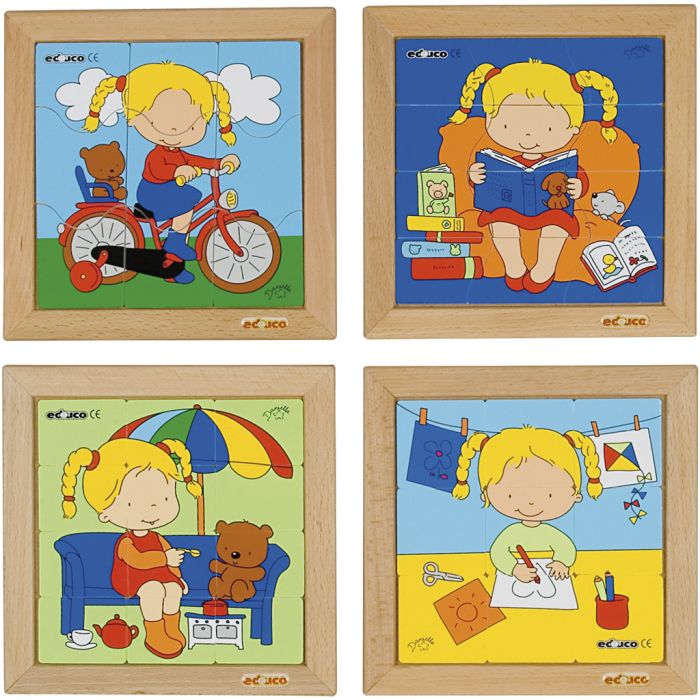 Educo Puslespil, pige, 9-12 brikker, 4 stk./ 1 stk.