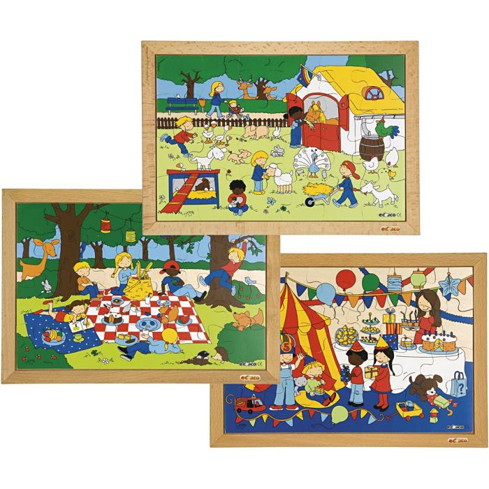 Puslespil, str. 40x28 cm, 24 brikker, 3 stk./ 1 pk.