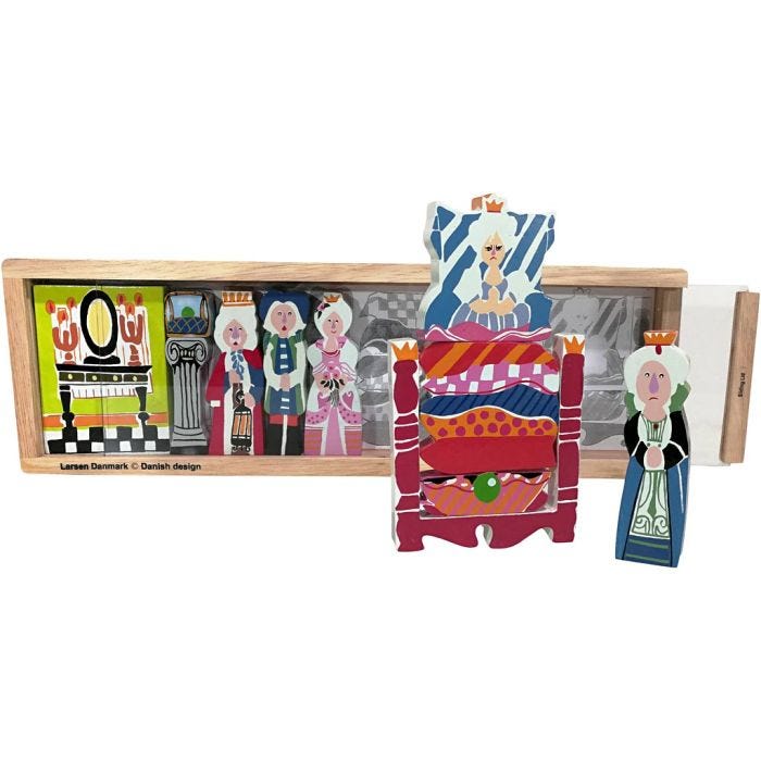 Træpuslespil og bordteater, Prinsessen på ærten, str. 400x129x30 mm, 12 brikker, 1 stk./ 1 pk.