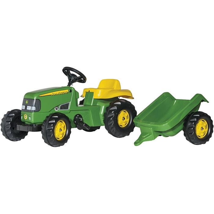 John Deere Traktor med Anhænger, H: 47 cm, L: 134 cm, B: 52 cm, grøn, 2 stk./ 1 sæt