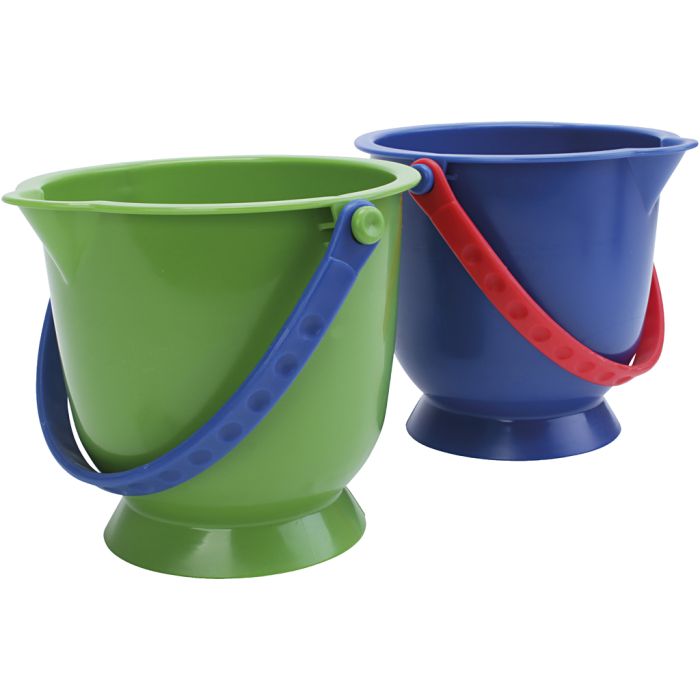 Spande med fod, H: 14 cm, 1,25 l, ass. farver, 12 stk./ 1 sæt