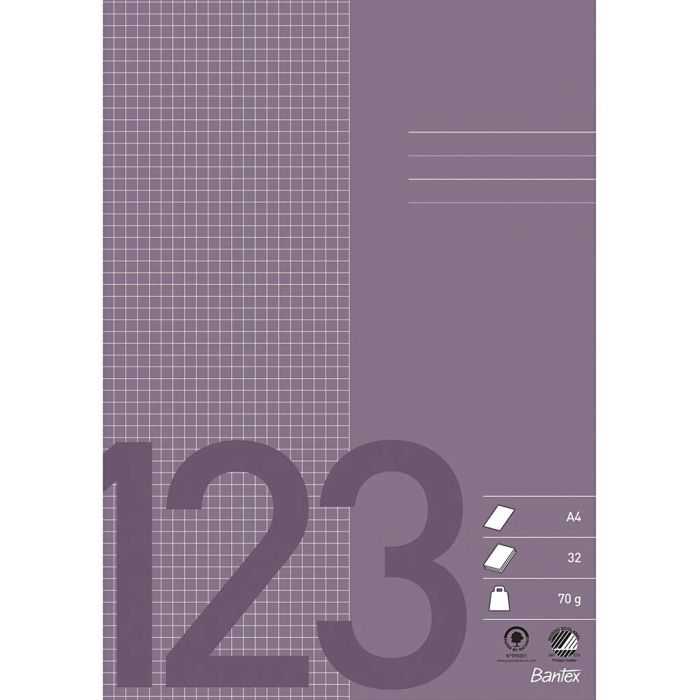 Regnehæfte, Kvadrater 5x5 mm, A4, Antal sider 64, 70 g, lilla, 1 stk.