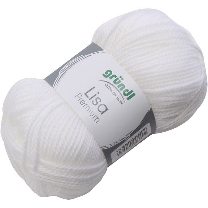 Acrylgarn, hvid, 50 g/ 1 ngl.