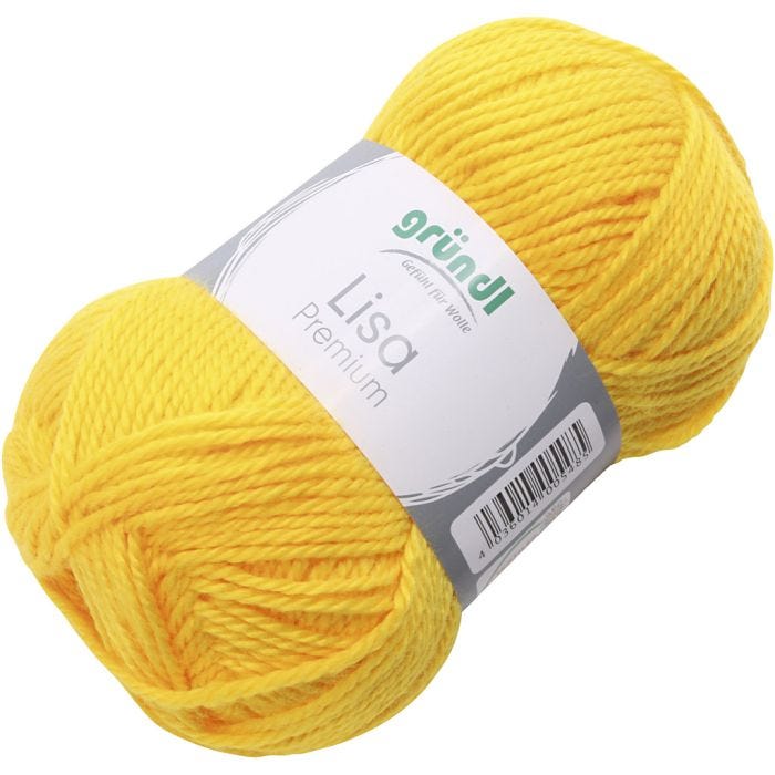 Acrylgarn, gul, 50 g/ 1 ngl.