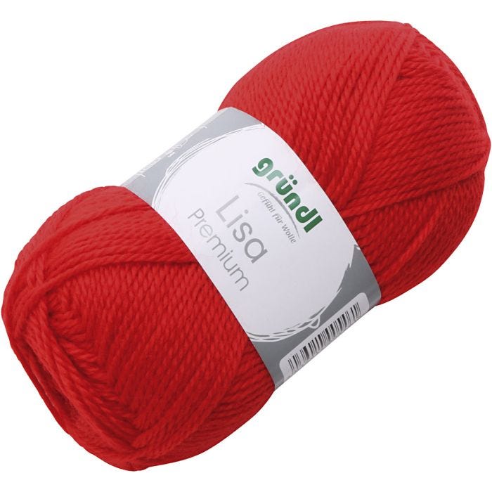 Acrylgarn, rød, 50 g/ 1 ngl.