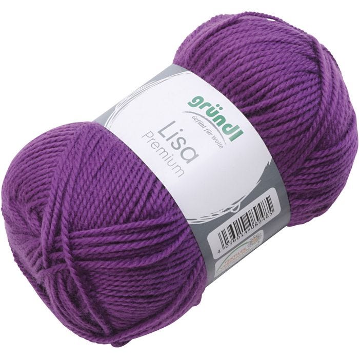 Acrylgarn, lilla, 50 g/ 1 ngl.