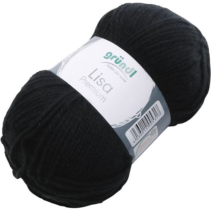 Acrylgarn, sort, 50 g/ 1 ngl.