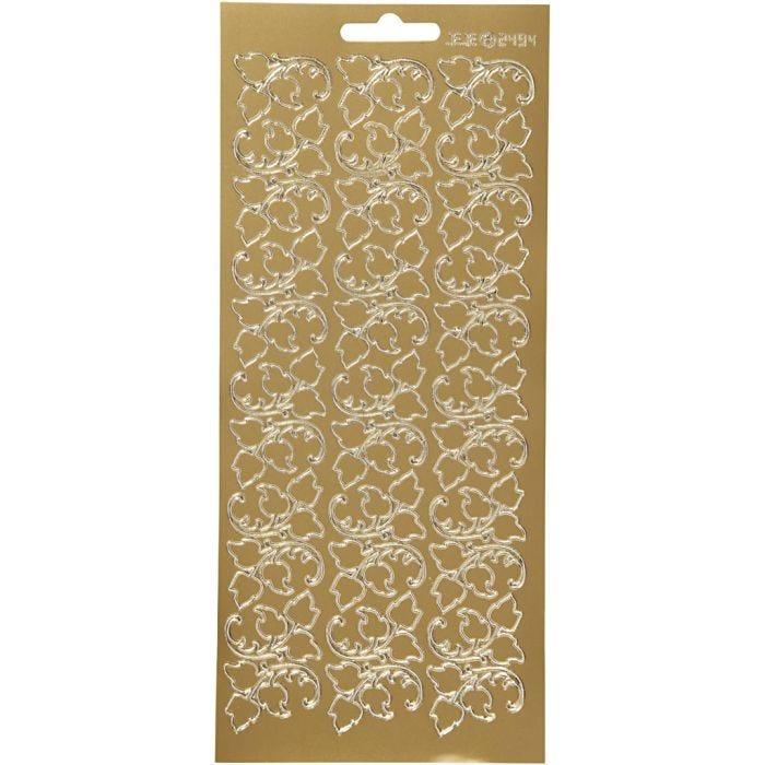 Stickers, blade, ark 10x23 cm, guld, 1 ark