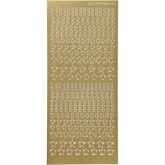 Stickers, stjerner, ark 10x23 cm, guld, 1 ark