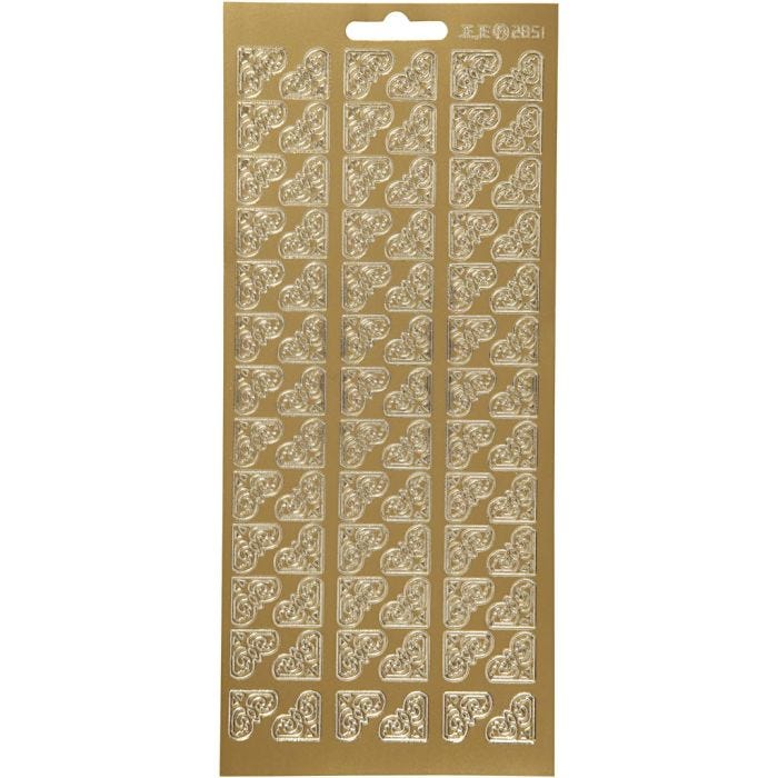 Stickers, hjørner, ark 10x23 cm, guld, 1 ark