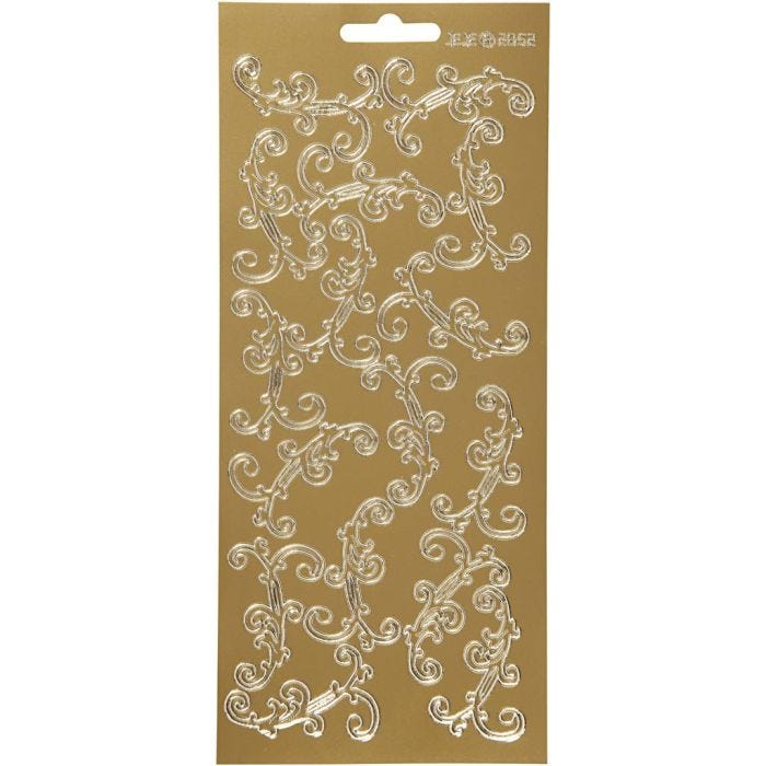 Stickers, hvirvel, ark 10x23 cm, guld, 1 ark