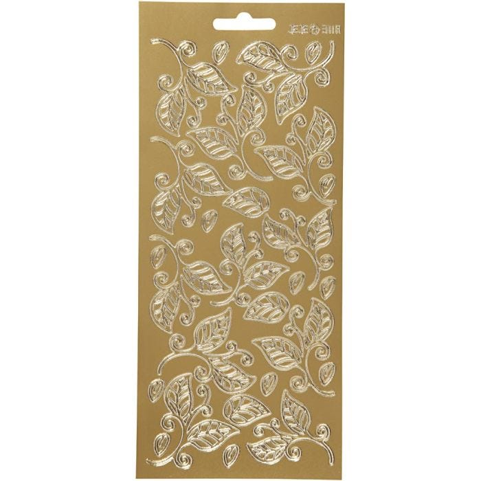 Stickers, blade, ark 10x23 cm, guld, 1 ark