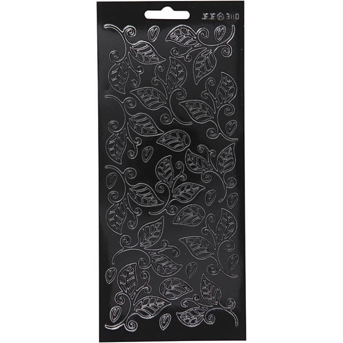 Stickers, blade, ark 10x23 cm, sort, 1 ark