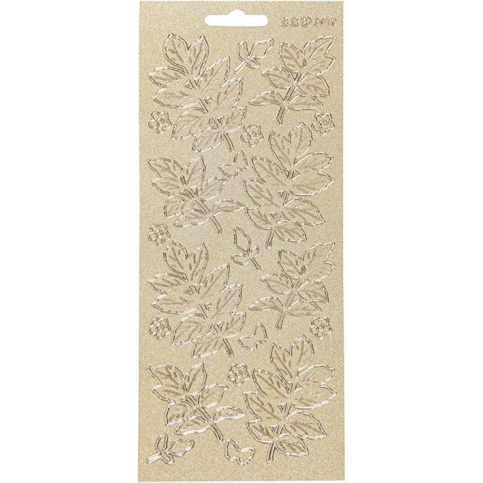 Stickers, blade, ark 10x23 cm, guld, 1 ark