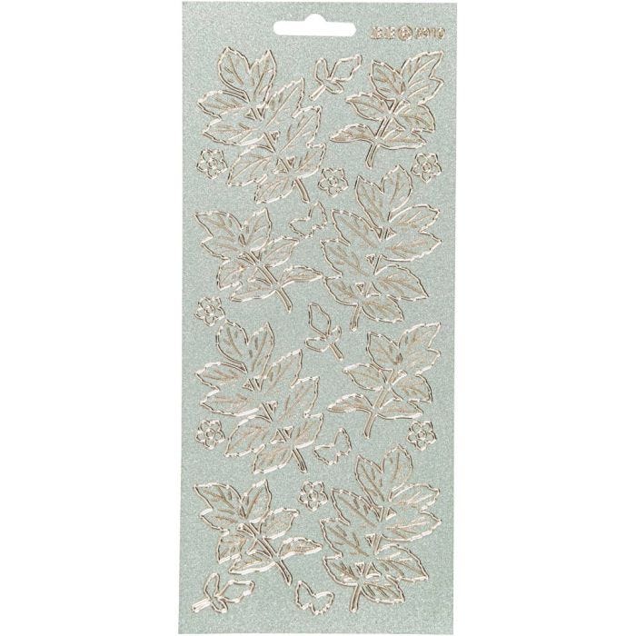 Stickers, blade, ark 10x23 cm, guld, 1 ark