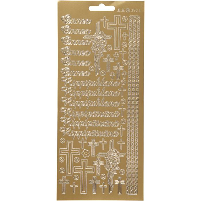 Stickers, Onnea Rippyhlana, ark 10x23 cm, guld, 1 ark