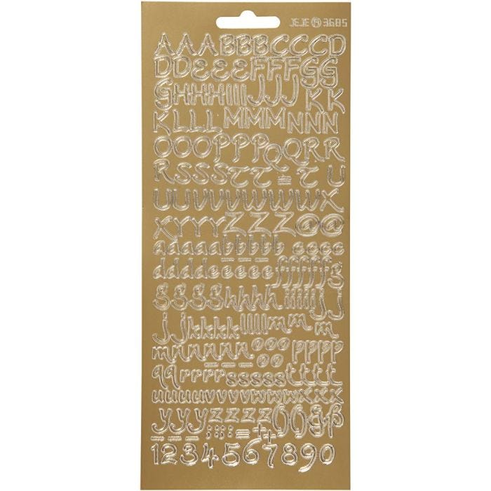 Stickers, bogstaver, ark 10x23 cm, guld, 1 ark