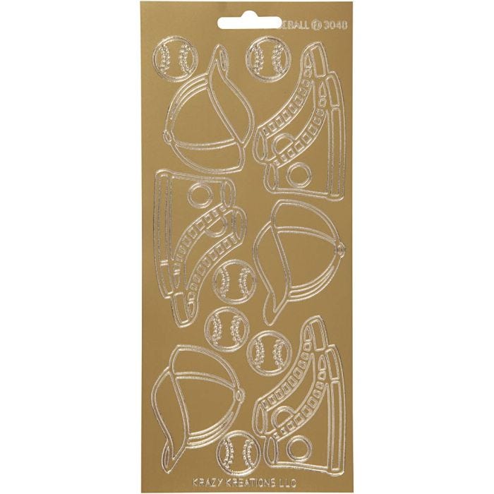 Stickers, sport, ark 10x23 cm, guld, 1 ark