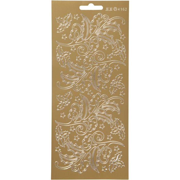 Stickers, kristtorn, ark 10x23 cm, guld, 1 ark