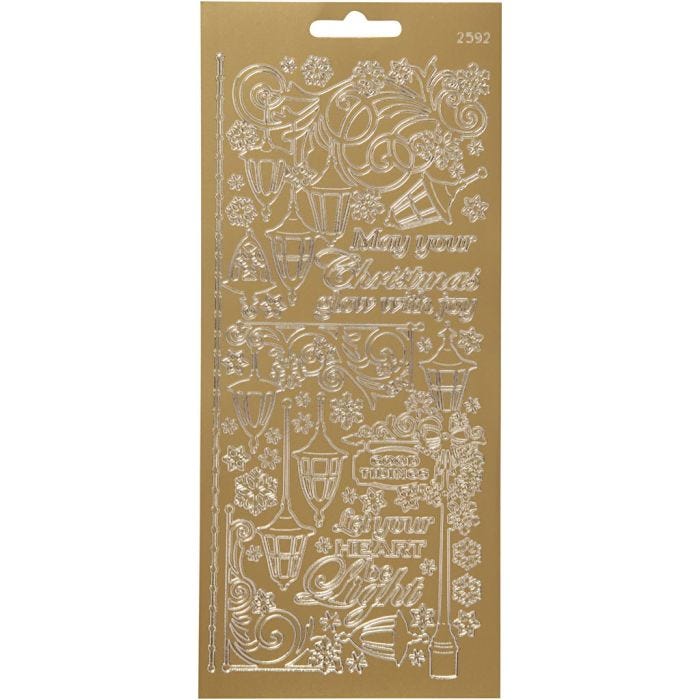 Stickers, lanterner, ark 10x23 cm, guld, 1 ark
