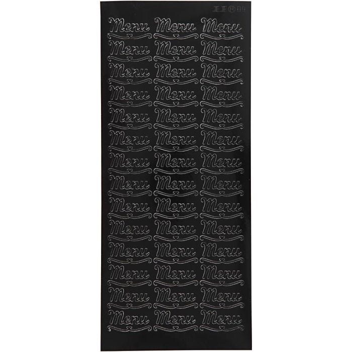 Stickers, menu, ark 10x23 cm, sort, 1 ark