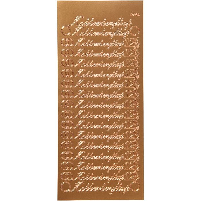 Stickers, kobberbryllup, ark 10x23 cm, kobber, 1 ark