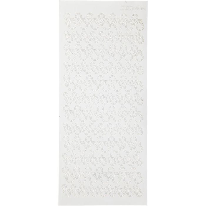 Stickers, sutter, ark 10x23 cm, hvid, 1 ark