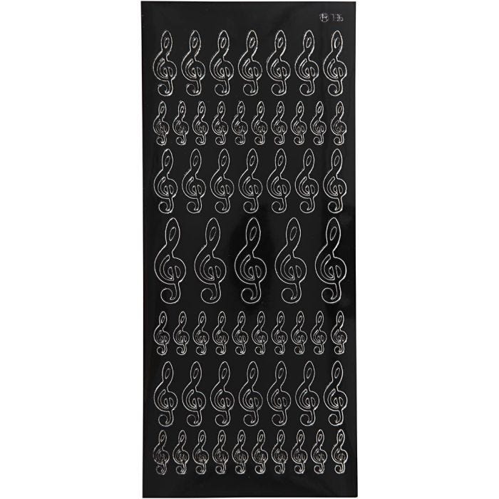 Stickers, g-nøgler, ark 10x23 cm, sort, 1 ark