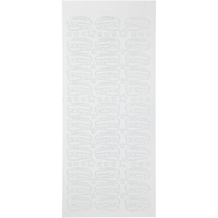 Stickers, studenterhuer, ark 10x23 cm, hvid, 1 ark